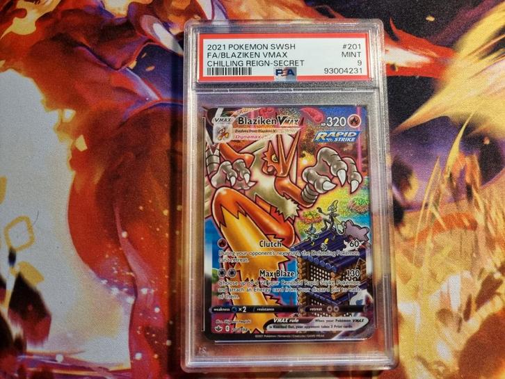 Blaziken vmax 201/198 psa9 minty, Hobby en Vrije tijd, Verzamelkaartspellen | Pokémon, Zo goed als nieuw, Ophalen of Verzenden
