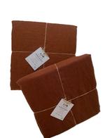 100% linnen dekbedovertrek 140x200 (set van 2) Warm Terra, Eenpersoons, Bruin, Dekbedovertrek, Nieuw