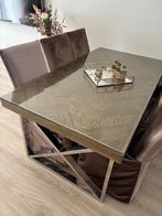 Eettafel + salontafel inclusief glasplaat., Huis en Inrichting, Complete eetkamers, Ophalen of Verzenden, Zo goed als nieuw