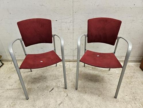 Set van 2 rode kantoorstoelen/eetkamerstoelen, Huis en Inrichting, Stoelen, Gebruikt