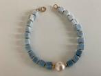 18 karaat Gouden armband met parel en 22 opalen 18/5 lamg, Ophalen of Verzenden, Zo goed als nieuw, Goud, Met edelsteen