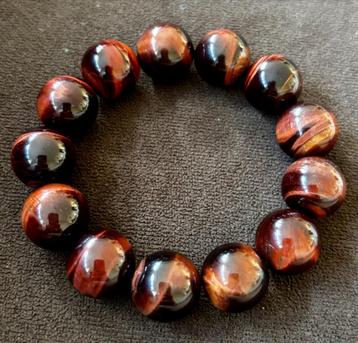 Rode Tijgeroog Armband 17mm+ beschikbaar voor biedingen
