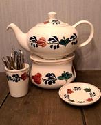 Boerenbont theepot op theelichtje + meer, Overige typen, Ophalen of Verzenden, Zo goed als nieuw, Aardewerk