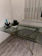 Luxe glazen eet- en salontafel set, Huis en Inrichting, Tafels | Eettafels, Ophalen, Gebruikt, 50 tot 100 cm, Glas