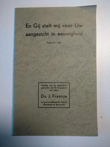 Toespraken bij overlijden Ds. J. Fraanje beschikbaar voor biedingen