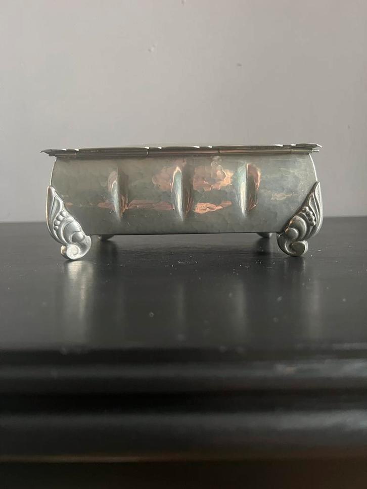 Art Nouveau Gero Tinnen Doos met Houten Binnenkant, Antiek en Kunst, Curiosa en Brocante, Ophalen of Verzenden