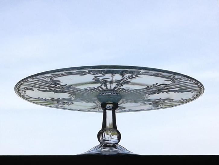 Taartschaal Persglas Art Deco Vintage, Antiek en Kunst, Antiek | Glas en Kristal, Ophalen of Verzenden