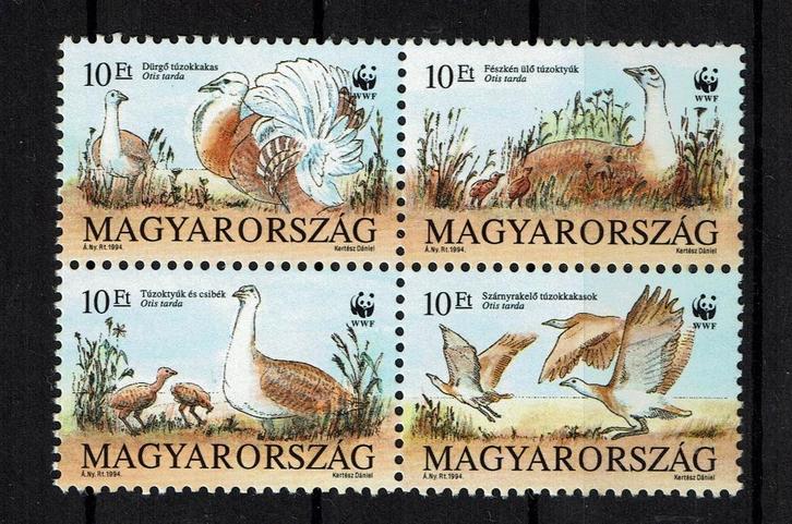 hongarije 1994 pf wwf serie grote trap vogels birds, Postzegels en Munten, Postzegels | Thematische zegels, Postfris, Dier of Natuur
