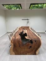SUAR ROBUUSTE BOOMSTAM TAFEL BOOG TAFEL  LENGTES TOT 5 METER, Eikenhout, Ophalen of Verzenden, Vijf personen of meer, Rechthoekig