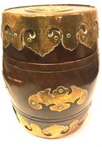 Tabakspot Doos Messing beslag Tonvormig, Antiek en Kunst, Curiosa en Brocante, Verzenden