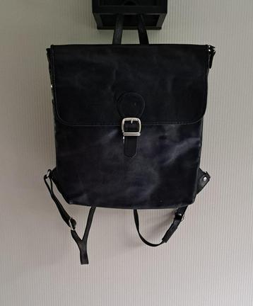 Sasa Design leren rugzak zwart 33x40 cm – keurige staat beschikbaar voor biedingen