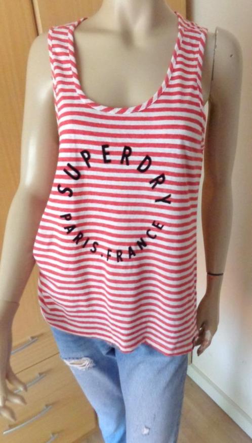 SUPERDRY top rood/wit streepjes top 40, Kleding | Dames, Tops, Gedragen, Maat 38/40 (M), Overige kleuren, Zonder mouw, Verzenden
