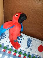 Papegaai knuffeltje rood met blauw 20 cm, Ophalen of Verzenden, Zo goed als nieuw