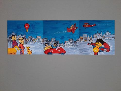GROOT DRIELUIK HERMAN BROOD STIJL, Antiek en Kunst, Kunst | Schilderijen | Modern, Ophalen of Verzenden