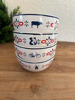 4 Hollandse Unox kommen, Gebruikt, Porselein of Keramiek, Schaal, Rond