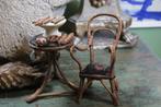 Antiek frans vintage miniatuur bistro tafel stoel schaal, Ophalen of Verzenden