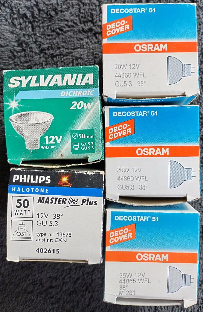 NIEUW 5 x halo-spotjes (3x Osram, 1x Philips, 1x Sylvania), Huis en Inrichting, Lampen | Losse lampen, Nieuw, Halogeen (gloei)lamp