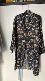 Peignoir zwart satijn velvet voering nieuw L, Ophalen of Verzenden, Zwart