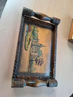 Vintage Dienblad hout schilderijtje, Ophalen of Verzenden, Zo goed als nieuw, Hout