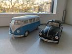Volkswagen Kever en Microbus 1:24, Hobby en Vrije tijd, Ophalen of Verzenden, Gebruikt, Auto, Welly