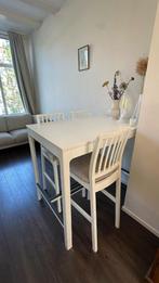 Ekadalen hoge eettafel (essenhout) met 3 stoelen, Huis en Inrichting, Tafels | Eettafels, Ophalen, 100 tot 150 cm, 50 tot 100 cm