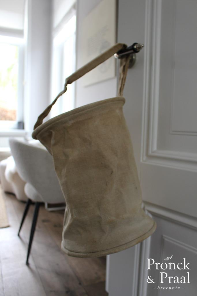 Oude Franse brocante linnen waterzak Nr.2 *Pronck & Praal*, Antiek en Kunst, Curiosa en Brocante, Ophalen of Verzenden