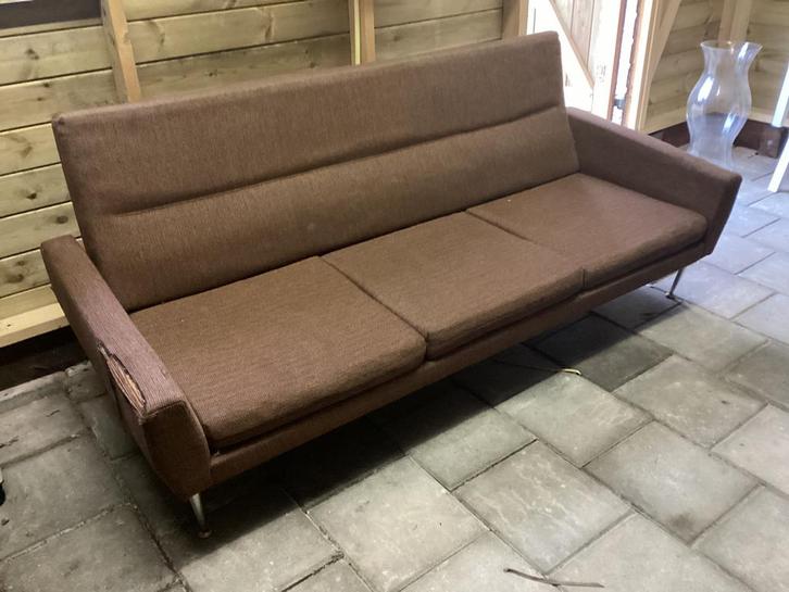 Vintage jaren 60 3zits Gelderland Pastoe bank Ploegstof, Huis en Inrichting, Banken | Bankstellen, Gebruikt, Driepersoons, 200 tot 250 cm
