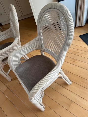 Rotan stoeltjes ecru taupe zitting