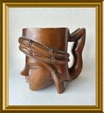 Aparte houten pul in de vorm van een hoofd met lijf, Antiek en Kunst, Kunst | Beelden en Houtsnijwerken, Ophalen of Verzenden