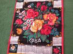 vintage Franse theedoek, katoen overdoek, jaarkalender, 1984, Verzenden