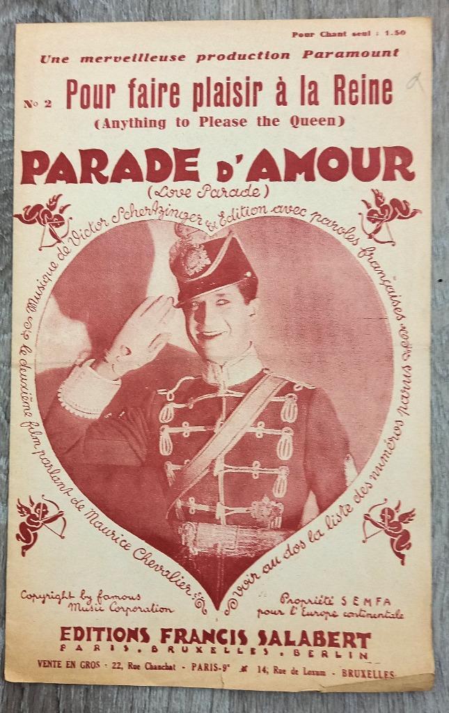 The Love Parade Parade d'Amour 1929 Maurice Chevalier, Antiek en Kunst, Kunst | Litho's en Zeefdrukken, Ophalen of Verzenden
