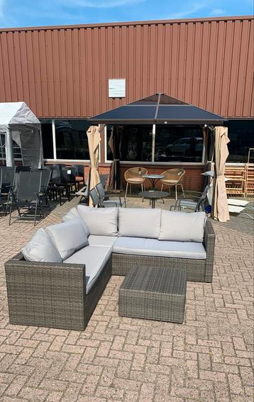 Alea hoekbank loungeset tuinset met hocker 3-delig antraciet beschikbaar voor biedingen