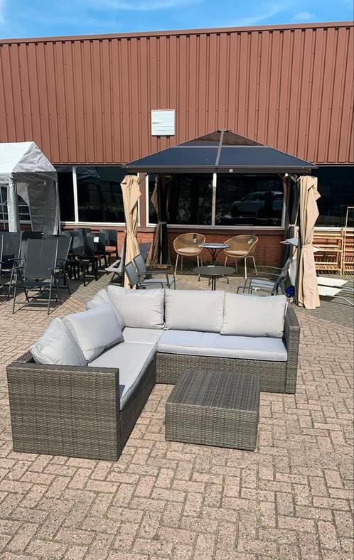 Alea hoekbank loungeset tuinset met hocker 3-delig antraciet, Tuin en Terras, Tuinmeubel-accessoires, Nieuw, Ophalen