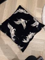 Set van 2 sierkussens met kraanvogelprint, Huis en Inrichting, Woonaccessoires | Kussens, Ophalen, Nieuw, Zwart, Vierkant
