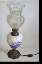 Antieke handgekleurde Delfts Blauw lamp, Ophalen of Verzenden