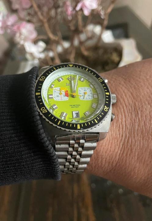 Zodiac Sea Dragon ZO2221 Lime 100 MTS 330 Feet, Sieraden, Tassen en Uiterlijk, Horloges | Heren, Zo goed als nieuw, TAG Heuer