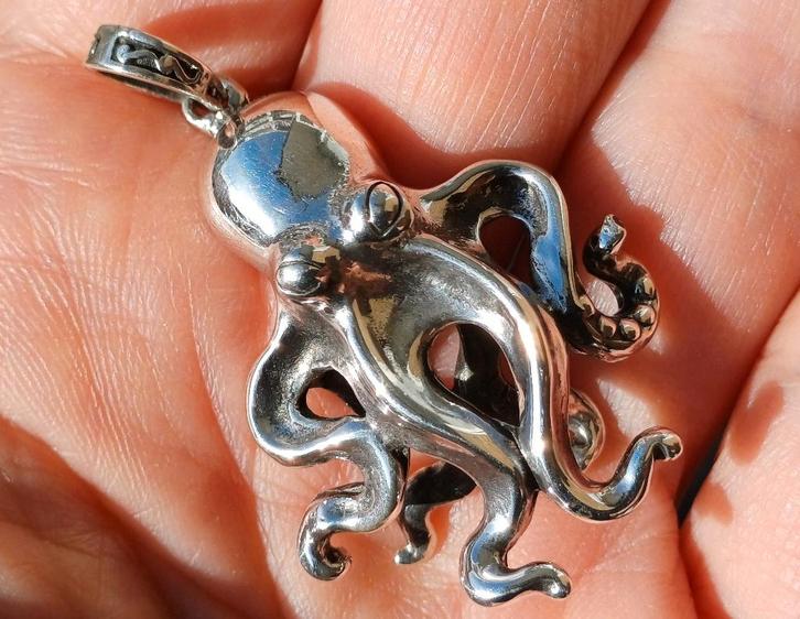 Vanoli 3D 925 zilveren kettinghanger octopus / inktvis, Sieraden, Tassen en Uiterlijk, Kettinghangers, Nieuw, Zilver, Zilver, Dier