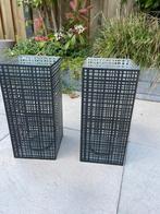 Set van 2 metalen lantaarns – modern design – binnen/buiten, Ophalen of Verzenden, Zo goed als nieuw