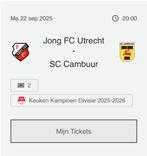 Jong FCU - SC Cambuur, Tickets en Kaartjes, Twee personen, November