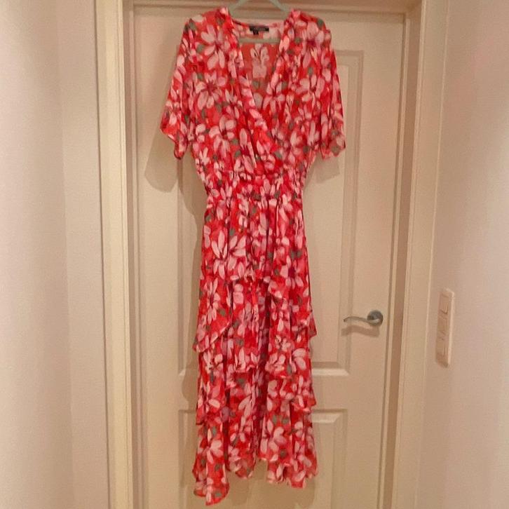 Ladress Jurk Naomi Chiffon L - XL, Kleding | Dames, Jurken, Zo goed als nieuw, Maat 46/48 (XL) of groter, Roze, Onder de knie
