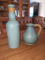 Mooie nieuwe blauw grijze kruik en vaas van Brynxz., Minder dan 50 cm, Nieuw, Steen, Blauw