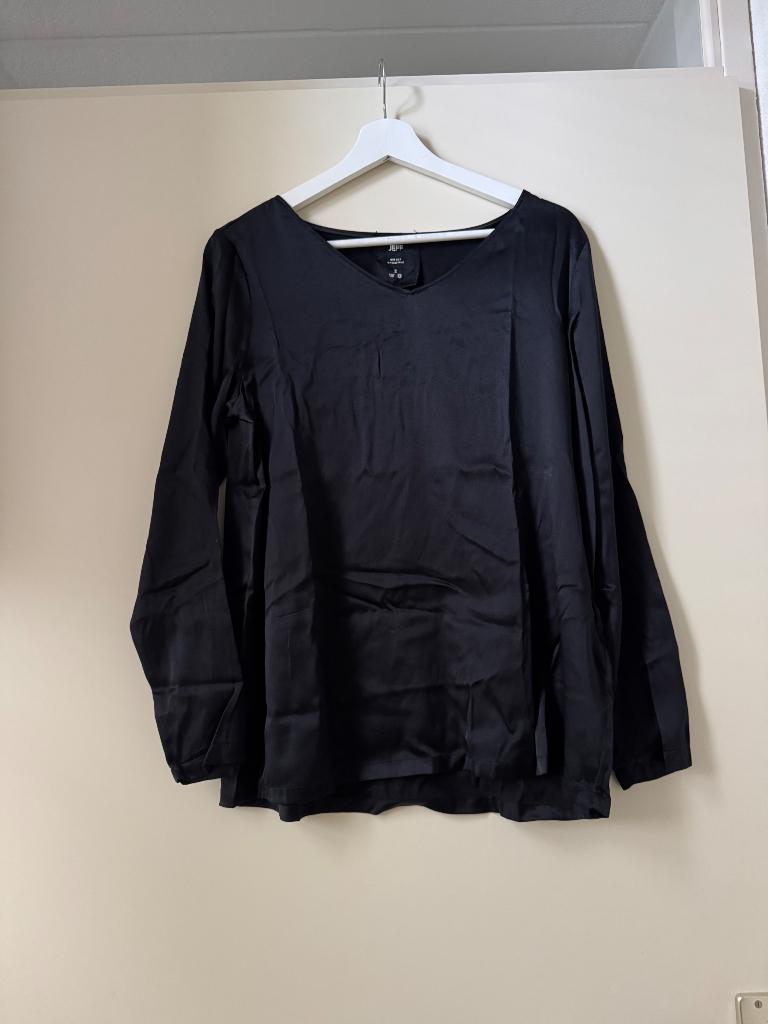 Jeff zijden top, Maat 38/40 (M), Verzenden, Zwart, Zo goed als nieuw