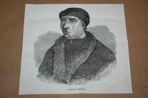 Antieke gravure uit 1841 - Laurens Janszoon Coster !!, Antiek en Kunst, Kunst | Etsen en Gravures, Ophalen of Verzenden
