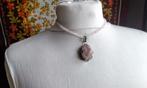 Prachtige ketting Natuurlijke Rozenkwarts Drusiet Hanger, Met hanger, Nieuw, Ophalen of Verzenden, Steen of Mineraal