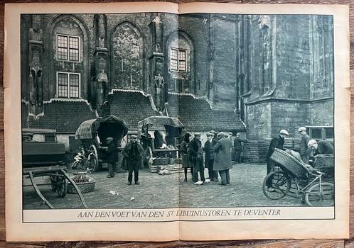 foto 1932 marktdag Lebuïnustoren Deventer, Verzamelen, Tijdschriften, Kranten en Knipsels, Knipsel(s), 1920 tot 1940, Ophalen of Verzenden