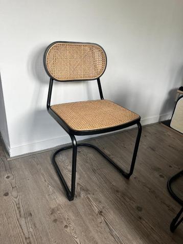 4x Eetkamer stoel Leora - Riet en Zwart - 83x47x55 beschikbaar voor biedingen