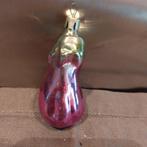 B1093 oude kerstbal paars aubergine 8 cm, Ophalen of Verzenden, Gebruikt