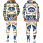 Heren barok joggingpak 6 blauw goud panter luxe trainingspak, Overige kleuren, Verzenden, Nieuw, Overige maten