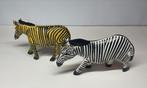 Twee zebra’s jacaranda hout Kenia houtsnijwerk geel wit, Ophalen of Verzenden