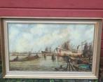 groot   schilderij Haven Rotterdam Wim Bos (1906-1974), Antiek en Kunst, Kunst | Schilderijen | Klassiek, Ophalen